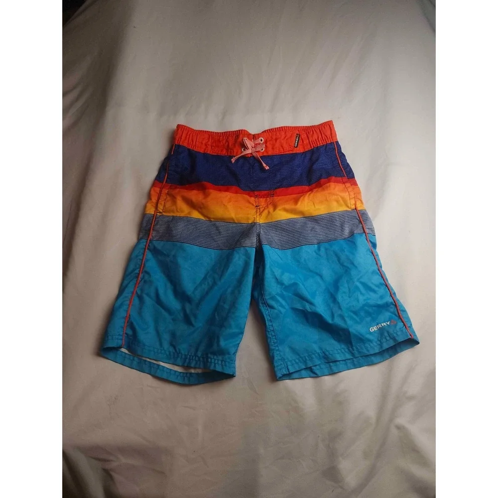 Gerry Board Shorts Boys Size XL 18/20 Multi Color Woven Swim Trunks Youth Beach